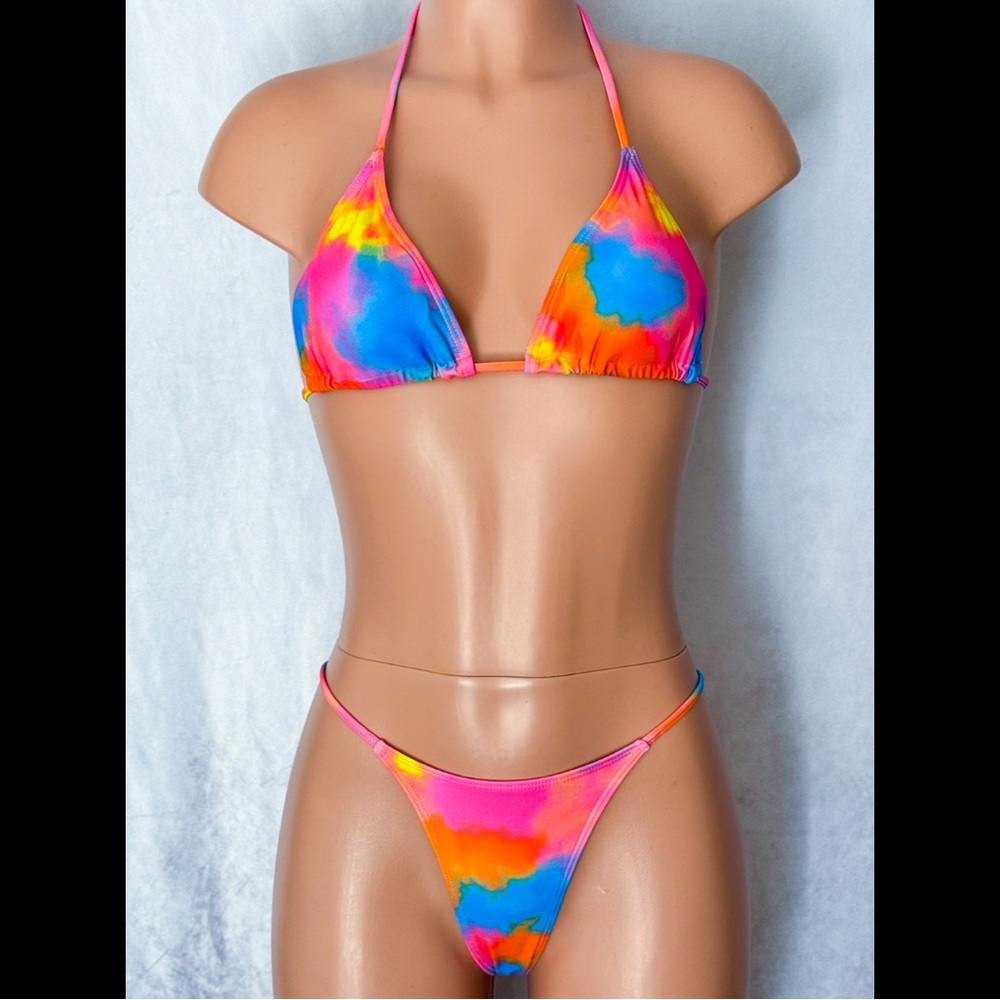 Vibrant, Multi-Colored, Tie-Dye, Bikini Set